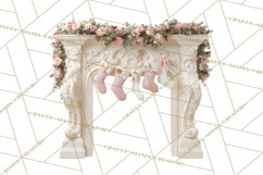 Rococo Christmas Clipart PNG, Pink and Gold Holiday Decor Product Image 5