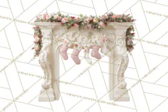 Rococo Christmas Clipart PNG, Pink and Gold Holiday Decor Product Image 5