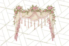 Rococo Christmas Clipart PNG, Pink and Gold Holiday Decor Product Image 3