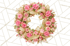 Rococo Christmas Clipart PNG, Pink and Gold Holiday Decor Product Image 4