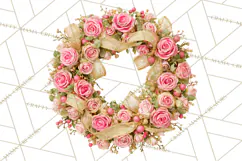 Rococo Christmas Clipart PNG, Pink and Gold Holiday Decor Product Image 4