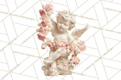 Rococo Christmas Clipart PNG, Pink and Gold Holiday Decor Product Image 4