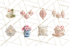 Rococo Christmas Clipart PNG, Pink and Gold Holiday Decor Product Image 2