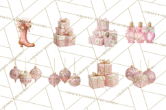 Rococo Christmas Clipart PNG, Pink and Gold Holiday Decor Product Image 3