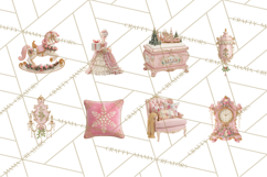 Rococo Christmas Clipart PNG, Pink and Gold Holiday Decor Product Image 4