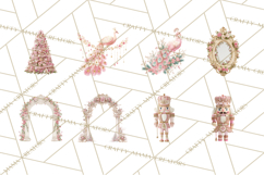 Rococo Christmas Clipart PNG, Pink and Gold Holiday Decor Product Image 6