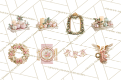 Rococo Christmas Clipart PNG, Pink and Gold Holiday Decor Product Image 7