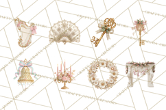 Rococo Christmas Clipart PNG, Pink and Gold Holiday Decor Product Image 8