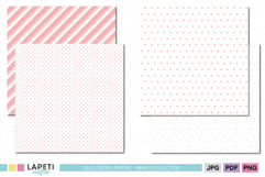 Pink printable scrapbook base papers with stars stripes hearts and dots