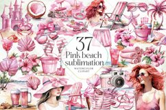 Pink Beach Sublimation Clipart Product Image 1