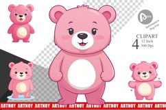 Pink Bear Valentine Clipart Product Image 1