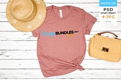 Pink t-shirt mockup summer | Summer Bella Canvas mockup Product Image 1