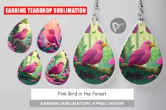 Earring teardrop sublimation design Pink Bird in the Forest Product Image 1