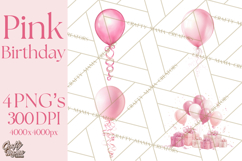 Pink Birthday Clipart, Vibrant Party Decorations PNG Product Image 1