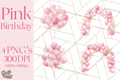 Pink Birthday Clipart, Vibrant Party Decorations PNG Product Image 1