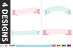 Pastel ribbon banner clipart for personalized children’s party stationery