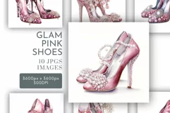 Glamorous Pink Shoes | Watercolour Clipart JPG Product Image 1