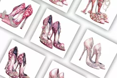 Glamorous Pink Shoes | Watercolour Clipart JPG Product Image 3