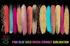PINK BLUE GOLD BRUSH STROKES SUBLIMATION