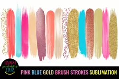 PINK BLUE GOLD BRUSH STROKES SUBLIMATION