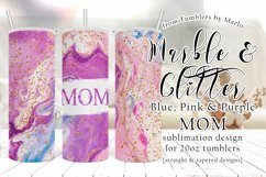Pink, Blue, Purple Marble Gold Glitter 20oz Mom Tumbler Product Image 1