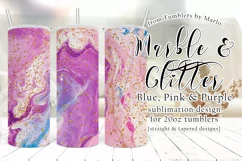 Pink, Blue, Purple Marble Gold Glitter 20oz Tumbler Product Image 1