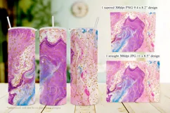 Pink, Blue, Purple Marble Gold Glitter 20oz Tumbler Product Image 3