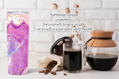 Pink, Blue, Purple Marble Gold Glitter 20oz Tumbler Product Image 2