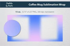 Pink blue photo mug wrap template for 15 oz Cricut Mug Design