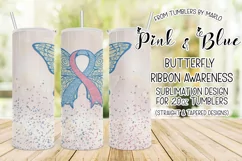 Pink & Blue Butterfly Ribbon 20oz Tumbler Product Image 1