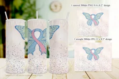 Pink & Blue Butterfly Ribbon 20oz Tumbler Product Image 4