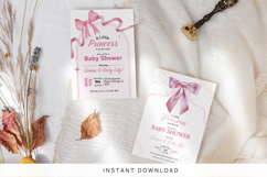 Editable Pink Bow Baby Shower Invitation Canva Template Product Image 10