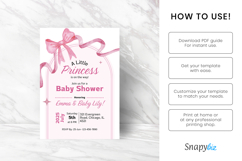 Editable Pink Bow Baby Shower Invitation Canva Template Product Image 7