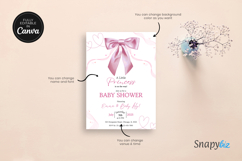 Editable Pink Bow Baby Shower Invitation Canva Template Product Image 6