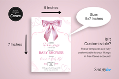Editable Pink Bow Baby Shower Invitation Canva Template Product Image 4