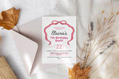 Printable Pink Bow Birthday Invitation Custom Templates Product Image 9