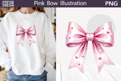 Pink Bow Heart Clipart | Valentine Bow Sublimation Product Image 1