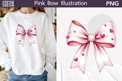 Pink Bow Heart Clipart | Valentine Bow Sublimation Product Image 1