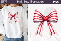 Red Bow Heart Clipart | Valentine Bow Sublimation Product Image 1