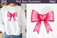 Pink Bow Heart Clipart | Valentine Bow Sublimation Product Image 1