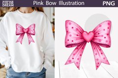 Pink Bow Heart Clipart | Valentine Bow Sublimation Product Image 1