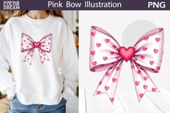 Pink Bow Heart Clipart | Valentine Bow Sublimation Product Image 1