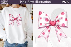 Pink Bow Heart Clipart | Valentine Bow Sublimation Product Image 1