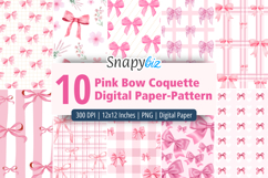 Pink Bow Coquette Digital Paper Pattern Product Image 1