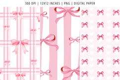 Pink Bow Coquette Digital Paper Pattern Product Image 4