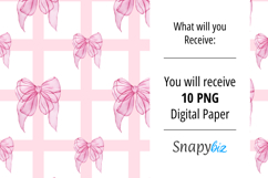 Pink Bow Coquette Digital Paper Pattern Product Image 2