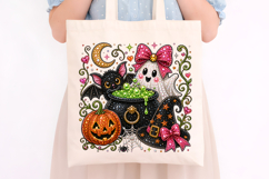 Pink Bow Ghost Halloween Bling Sublimation PNG Product Image 4
