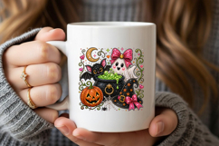 Pink Bow Ghost Halloween Bling Sublimation PNG Product Image 5