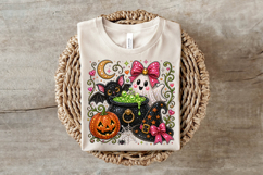Pink Bow Ghost Halloween Bling Sublimation PNG Product Image 6