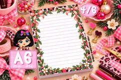 Pink Bow Leopard Christmas A6 Notepad PNG PDF Product Image 4